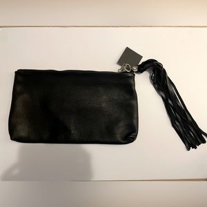 Leather clutch with tassels